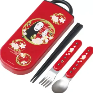 Maison Ghibli Dark Red Set Chopsticks Spoon Fork No Face – Spirited Away- Kitchenware